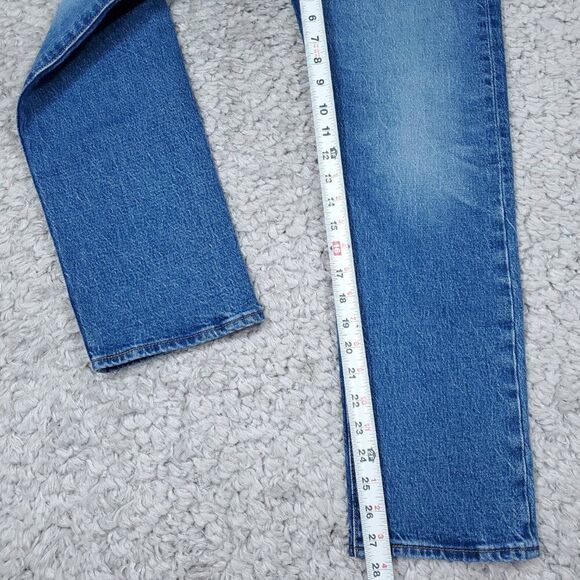 Levi's Premium Wedgie Straight Fit Medium Wash Blue Stretch Size 25x28 High Rise - Picture 10 of 10